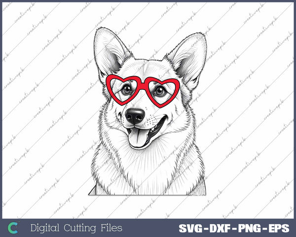 Corgi Dog Breed Valentine's Heart SVG PNG Cutting Printable Files