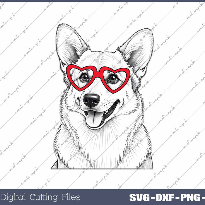 Corgi Dog Breed Valentine's Heart SVG PNG Cutting Printable Files
