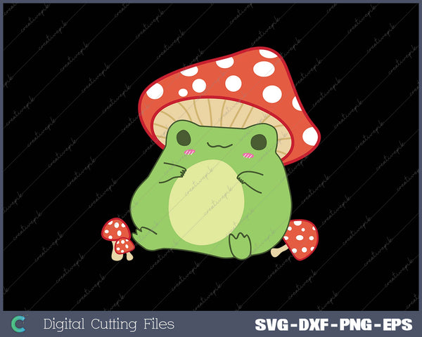 Cottagecore Frog Aesthetic Cute Frog With Mushroom Hat 