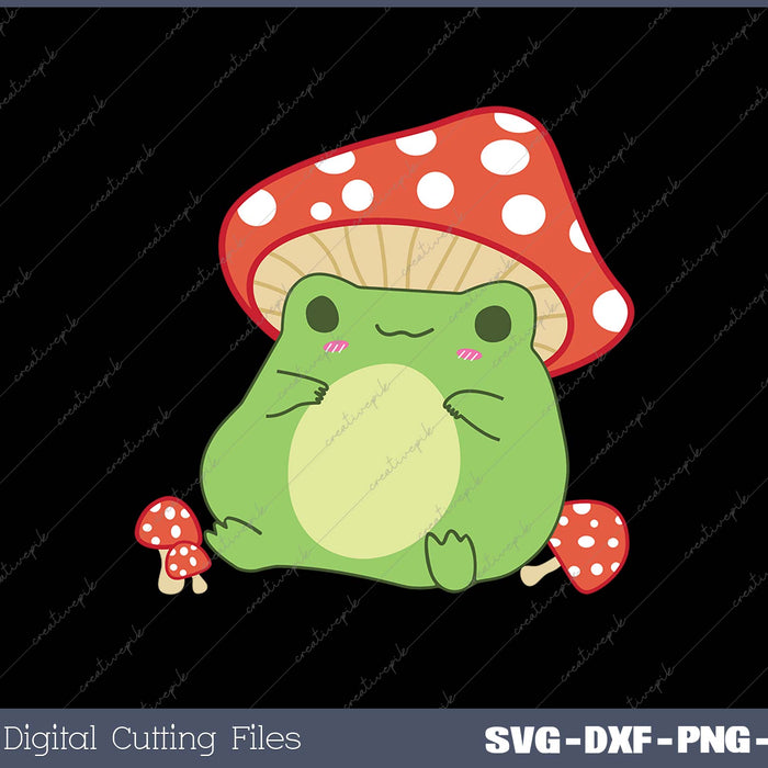 Cottagecore Frog Aesthetic Cute Frog With Mushroom Hat 