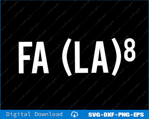 White text 'FA (LA)8' on a black background with digital download options at the bottom.