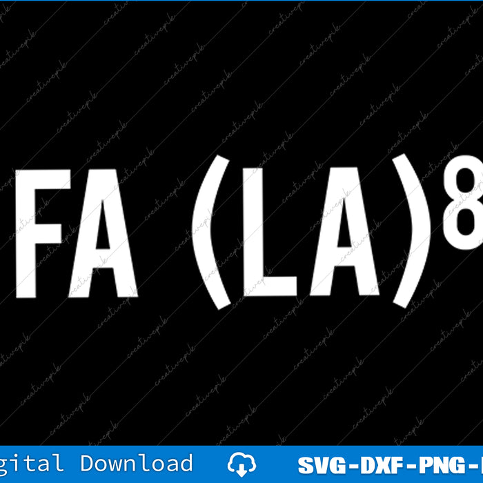 White text 'FA (LA)8' on a black background with digital download options at the bottom.