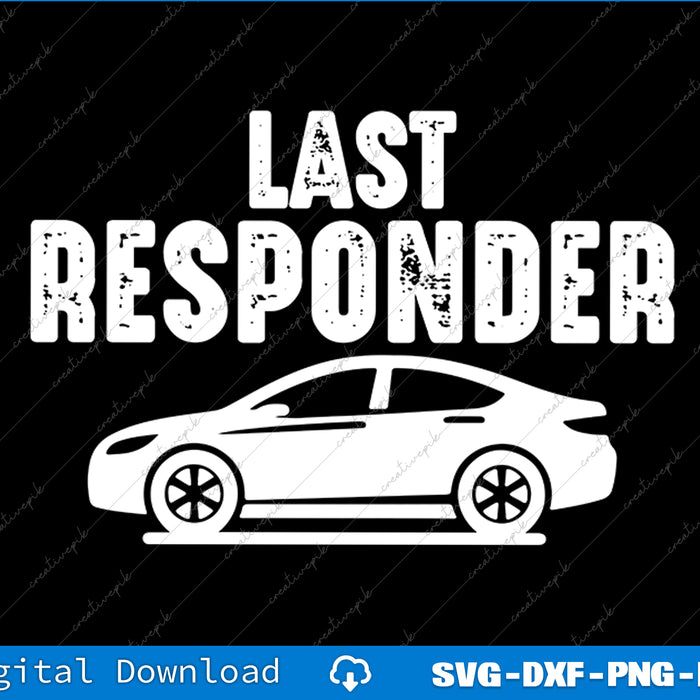 White car silhouette with 'Last Responder' text on a black background