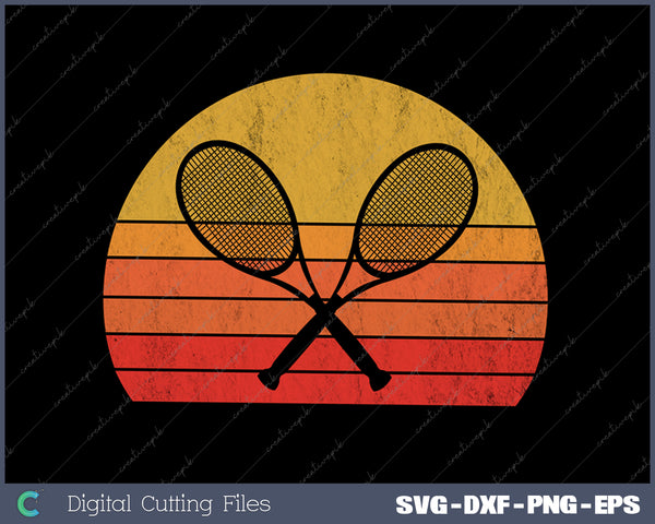 Crossed Tennis Racquets Retro 80s Sun Vintage SVG PNG Cutting Printable Files
