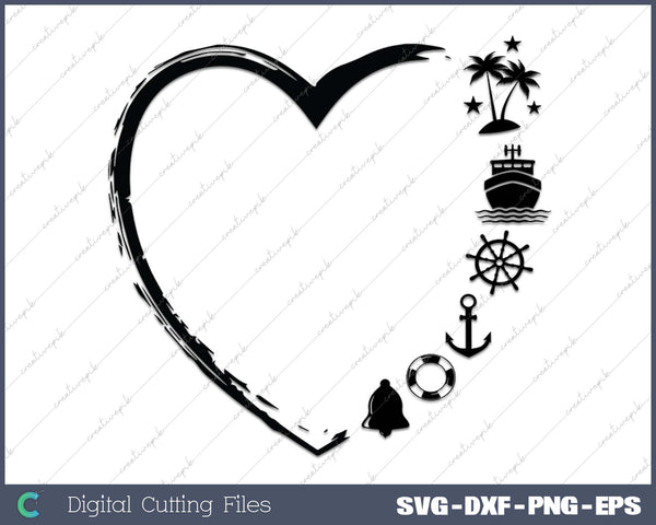 Cruise Distressed Heart Cruise Life Cruise Vacation Tee Family 