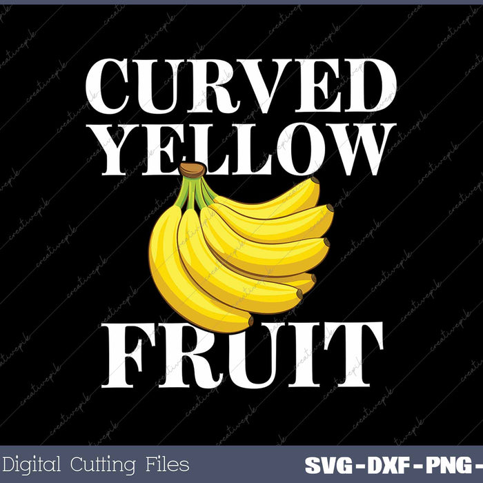 Curved Yellow Fruit Banana SVG PNG Cutting Printable Files