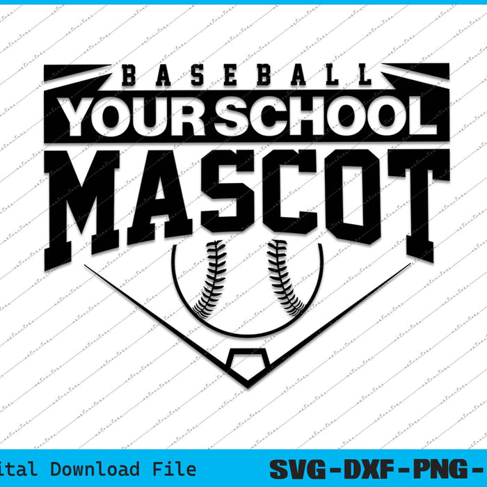 Custom Mascot Baseball With Personalized School Name SVG PNG Files