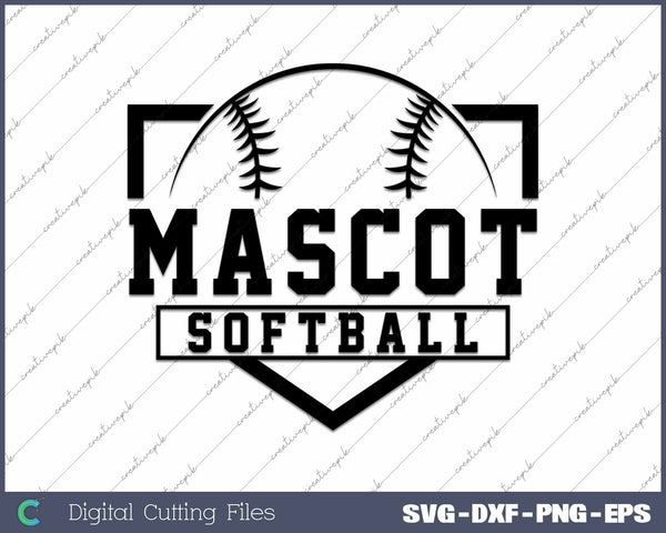 Custom Mascot Name Softball SVG PNG Cutting Printable Files