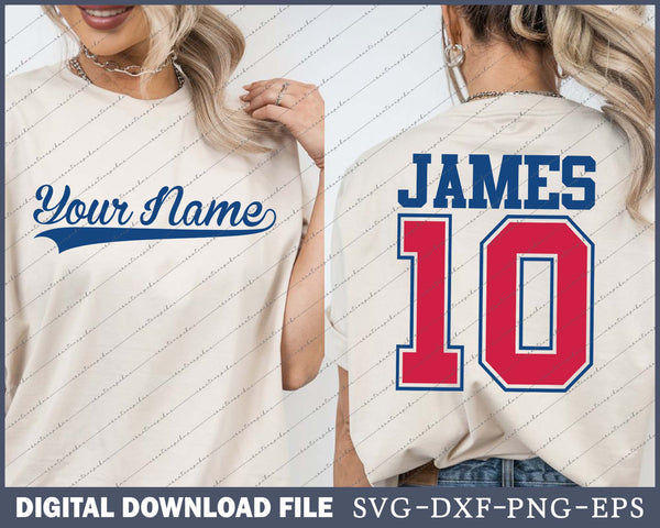 Custom Name Number, Custom Sports Team Name Jersey SVG PNG Printable Files