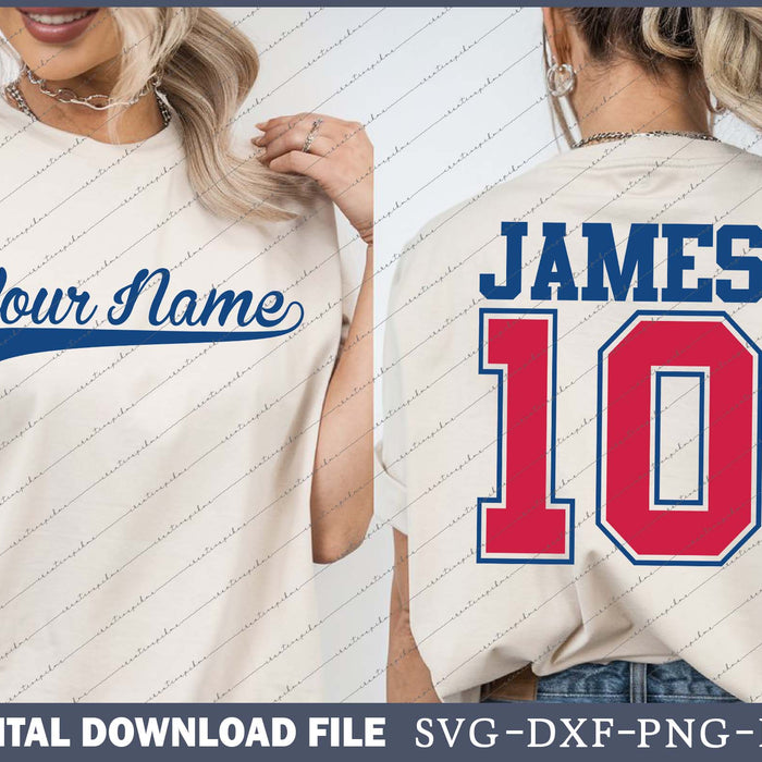 Custom Name Number, Custom Sports Team Name Jersey SVG PNG Printable Files
