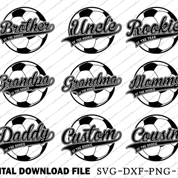 Custom Soccer Birthday Family Rookie Of The Year Design Bundle Svg Digital File