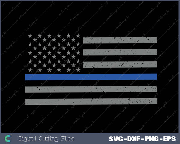 Custom Thin Blue Line USA Vertical Flag Police SVG PNG Cutting Printable Files