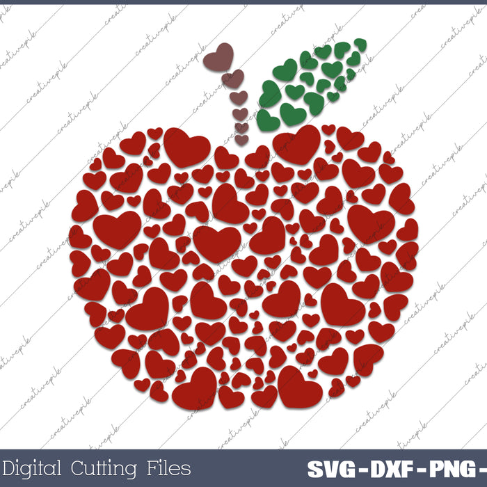 Cute Apple Love Heart Valentines Day SVG PNG Cutting Printable Files