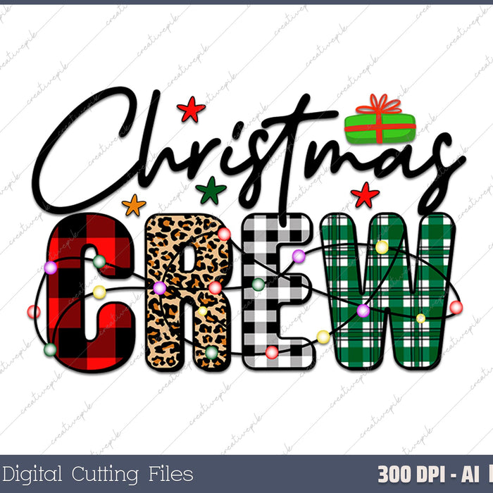 Cute Family Christmas Crew Matching Pajama AI PNG Sublimation File