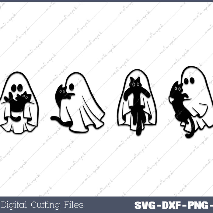 Cute Halloween Ghosts with Cat Lover Ghost 