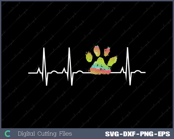 Cute Veterinarian Gift Rainbow Paw Print Heartbeat SVG Cut files