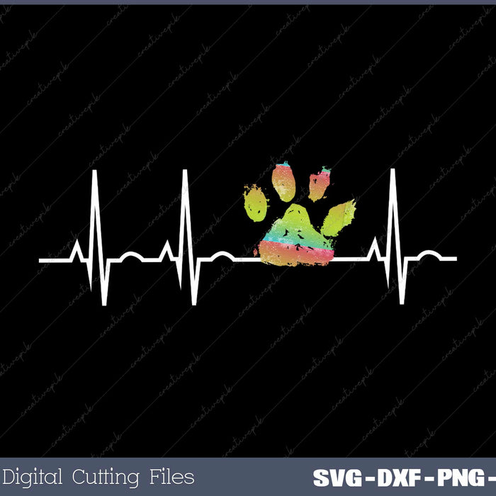 Cute Veterinarian Gift Rainbow Paw Print Heartbeat SVG Cut files