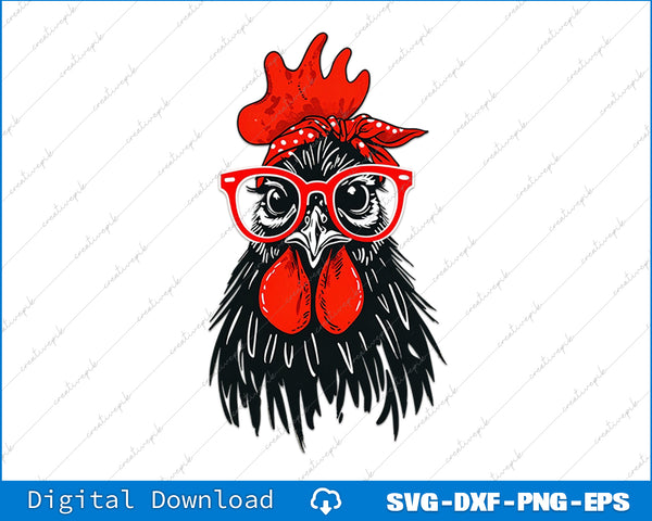 Rooster with red sunglasses and bandana on a white background