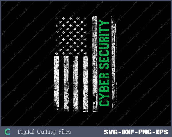 Cybersecurity USA Flag Computer Engineer Programmer Hacker