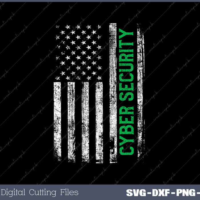 Cybersecurity USA Flag Computer Engineer Programmer Hacker