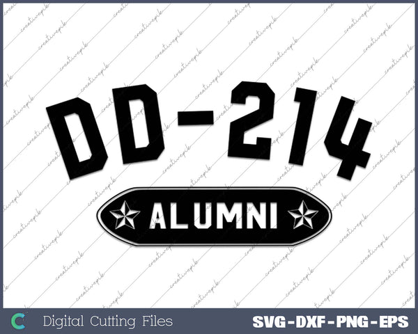 DD-214 Alumni in Black US Military Veteran Retired DD-214 SVG PNG Cutting Printable Files