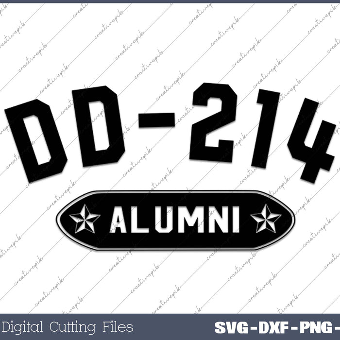 DD-214 Alumni in Black US Military Veteran Retired DD-214 SVG PNG Cutting Printable Files