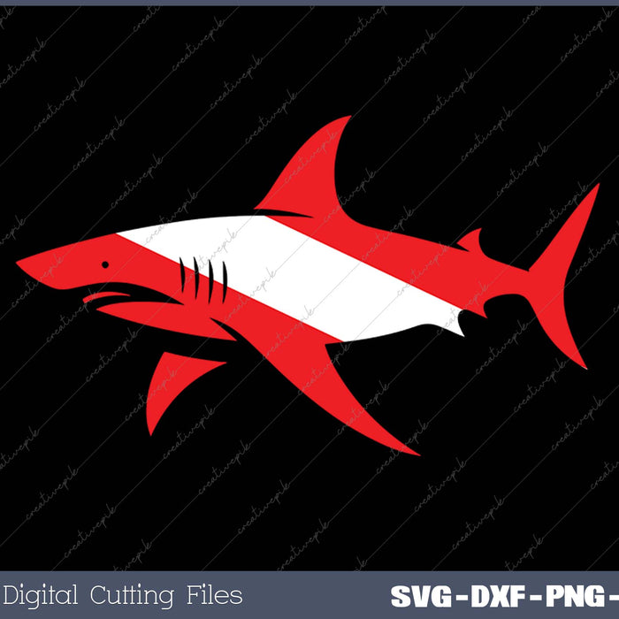 DIVE Shark Diver Down Flag Scuba Diving Graphic