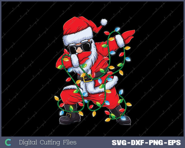 Dabbing Santa Xmas Lights Funny Christmas SVG PNG Cutting Printable Files
