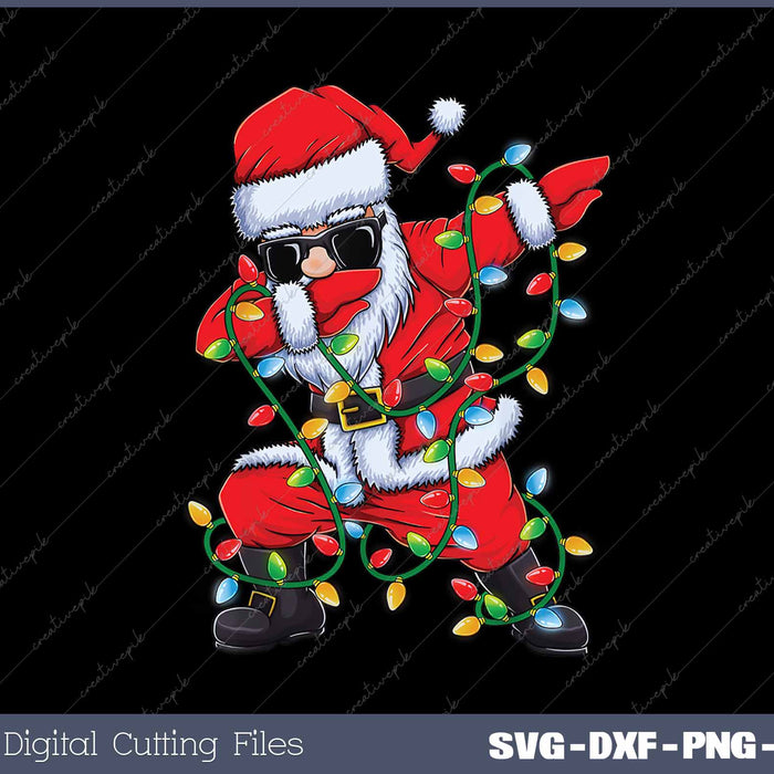 Dabbing Santa Xmas Lights Funny Christmas SVG PNG Cutting Printable Files