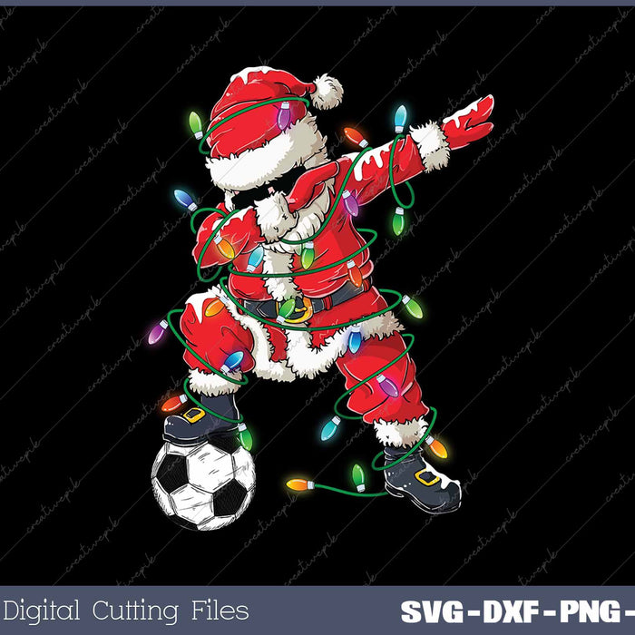 Dabbing Santa Xmas Lights Soccer Christmas SVG PNG Cutting Printable Files