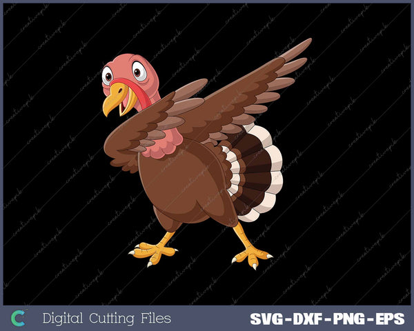 Dabbing Turkey Pilgrim Funny Thanksgiving SVG PNG Cutting Printable Files