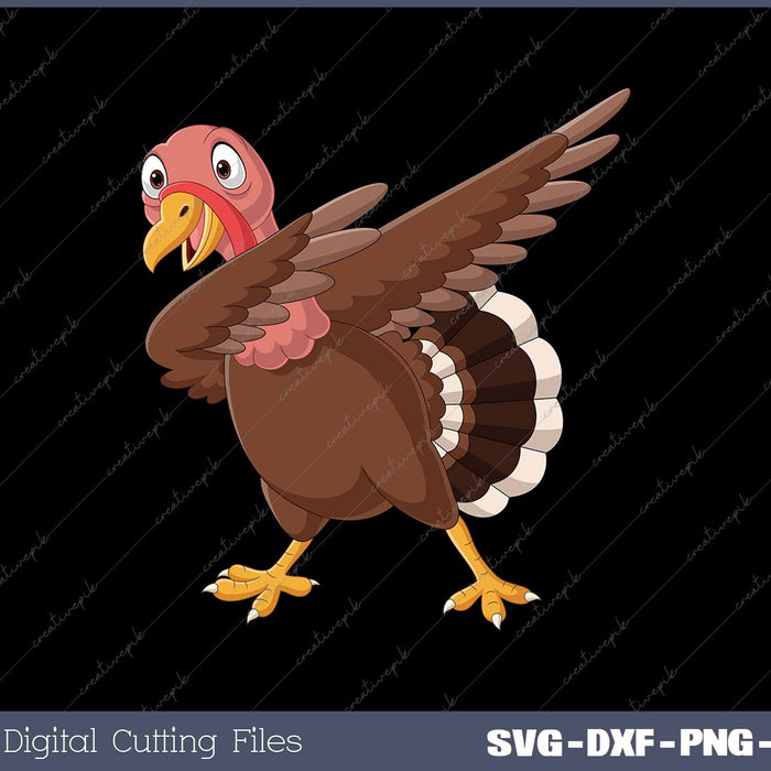 Dabbing Turkey Pilgrim Funny Thanksgiving SVG PNG Cutting Printable Files