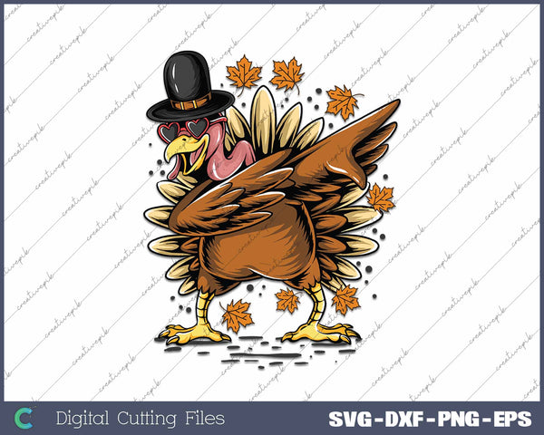 Dabbing Turkey Thanksgiving Day Pilgrim Funny Dab SVG PNG Cutting Printable Files