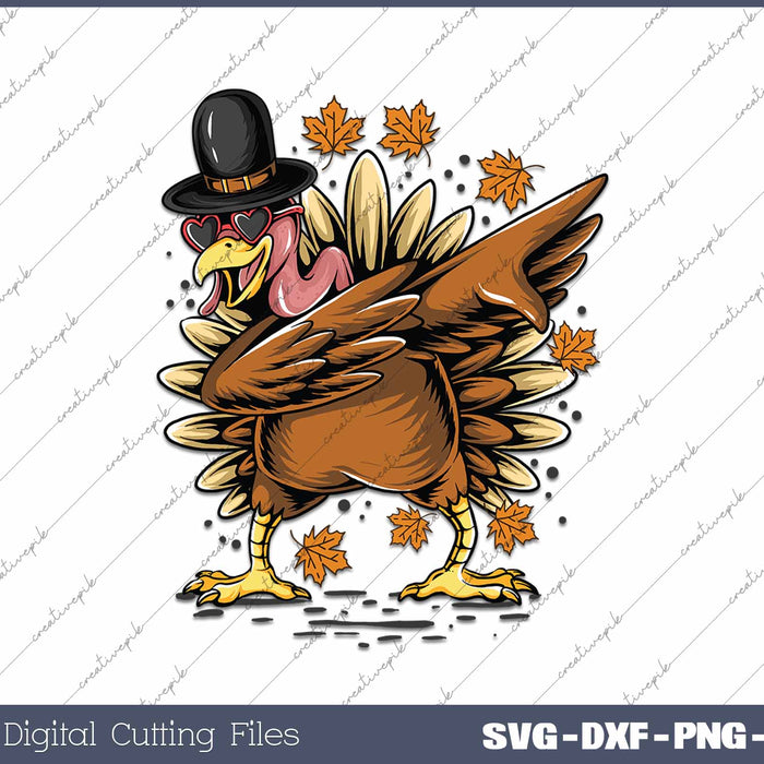 Dabbing Turkey Thanksgiving Day Pilgrim Funny Dab SVG PNG Cutting Printable Files