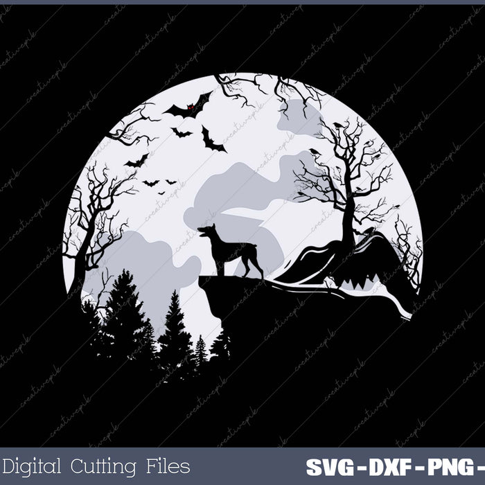 Dachshund And Moon Halloween SVG PNG Cutting Printable Files