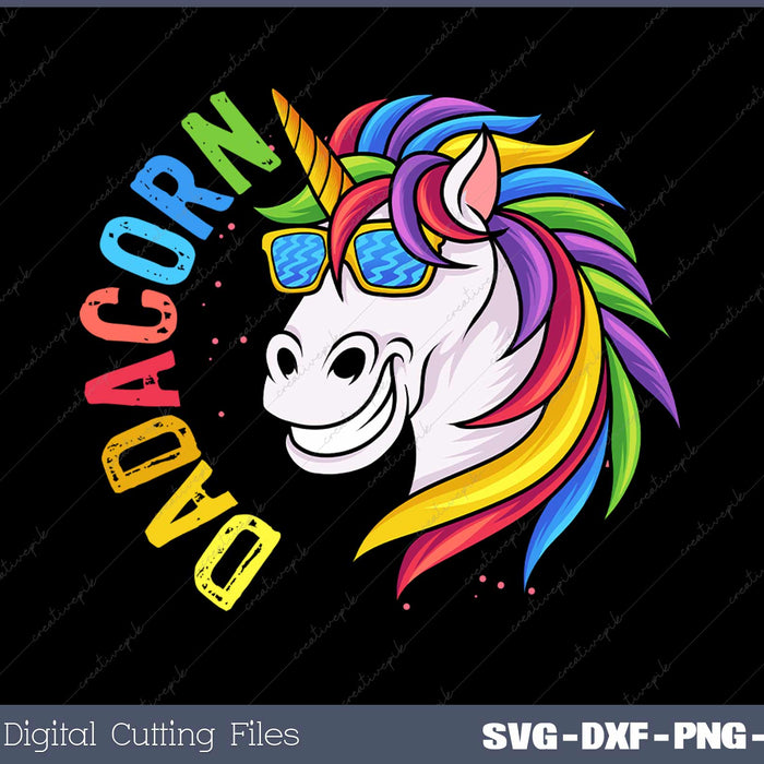 Dadacorn Funny Unicorn Daddy SVG DXF PNG Design File