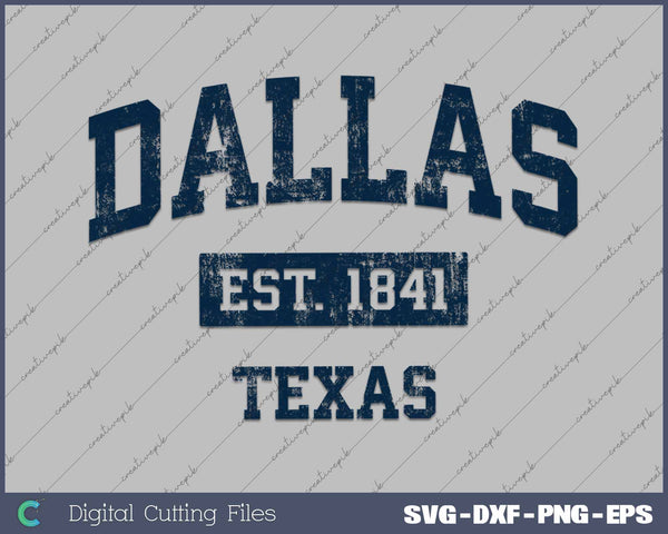 Dallas Texas TX Vintage Sports Design Navy Print