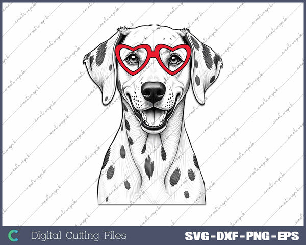 Dalmatian Dog Breed Valentine's Heart SVG PNG Cutting Printable Files