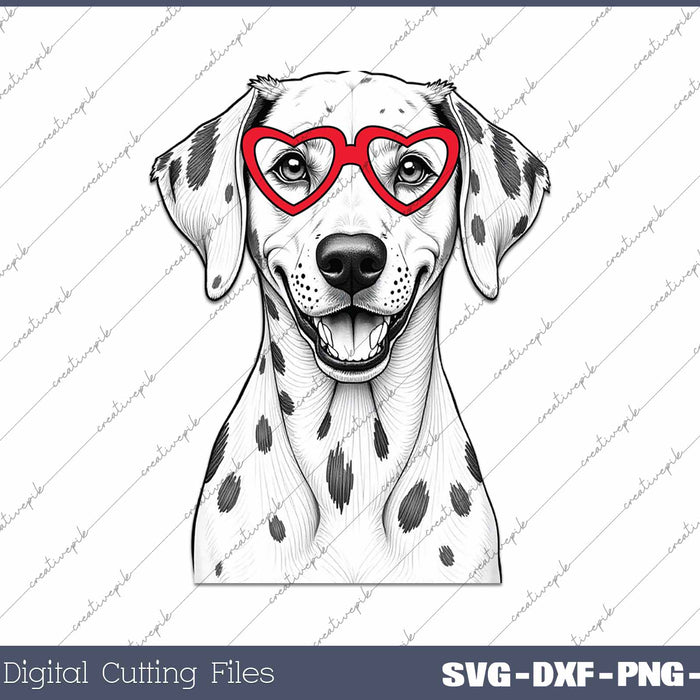 Dalmatian Dog Breed Valentine's Heart SVG PNG Cutting Printable Files