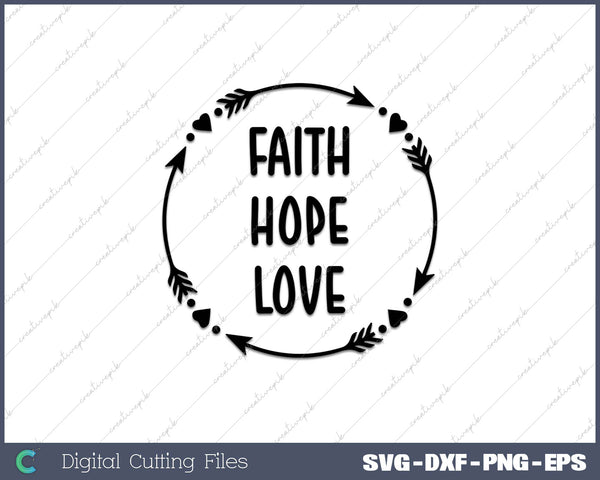 Dandelion Faith Hope Love for Women Funny Letter