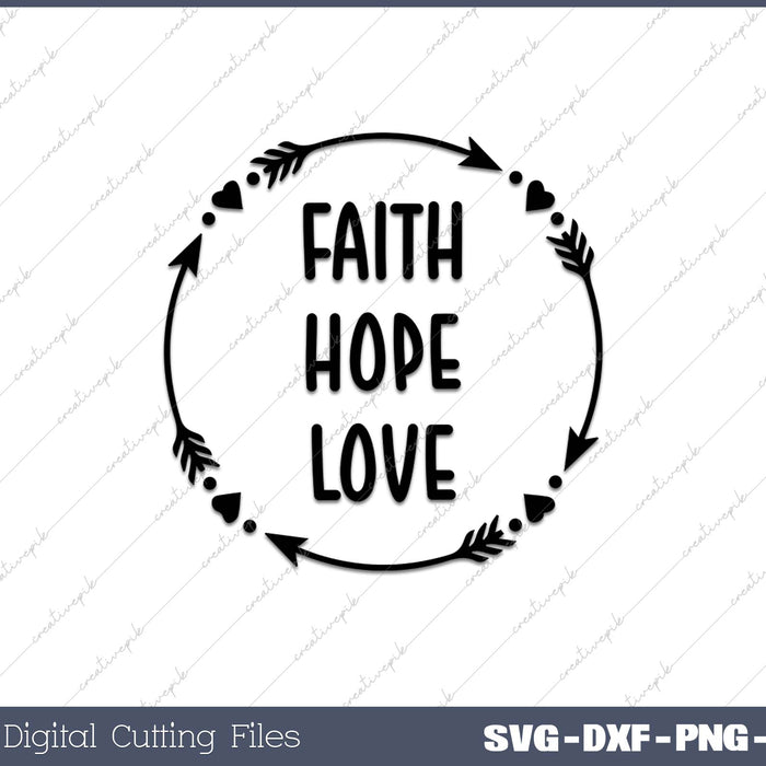 Dandelion Faith Hope Love for Women Funny Letter