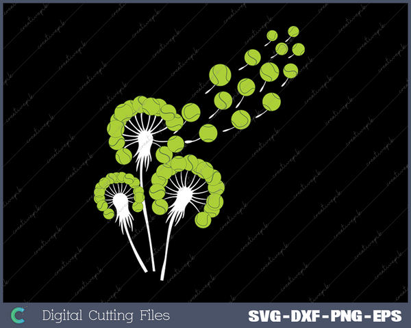 Dandelion Tennis Ball for Tennis SVG PNG Cutting Printable Files