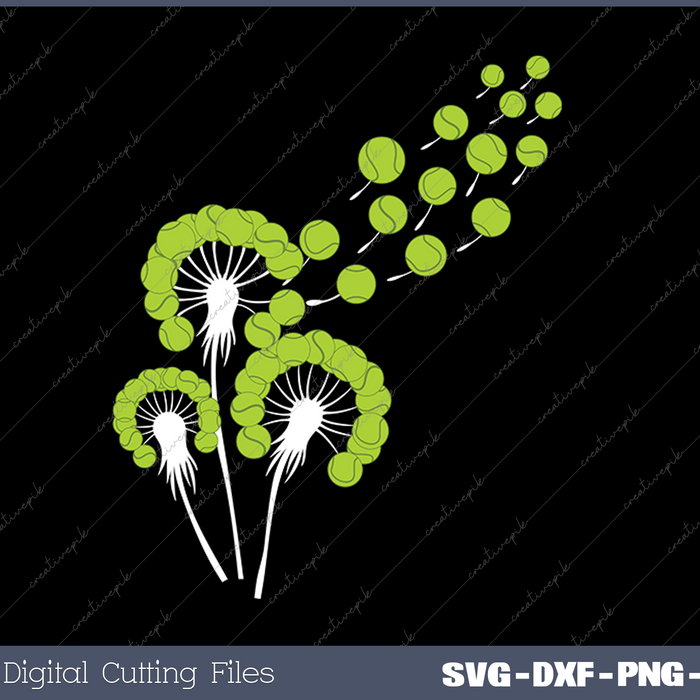 Dandelion Tennis Ball for Tennis SVG PNG Cutting Printable Files
