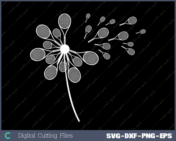 Dandelion Tennis Racket for Tennis Player SVG PNG Cutting Printable Files