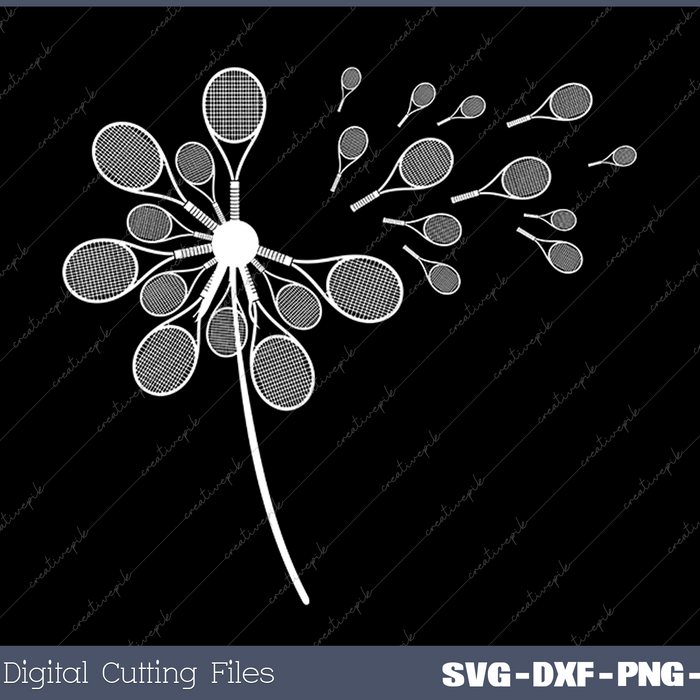 Dandelion Tennis Racket for Tennis Player SVG PNG Cutting Printable Files