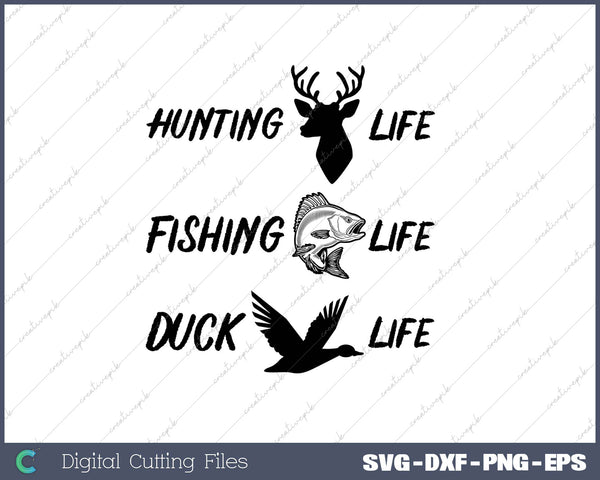 Deer Fish And Duck Hunting SVG PNG Cutting Printable Files