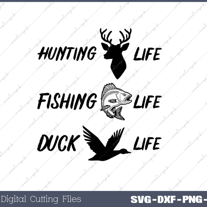 Deer Fish And Duck Hunting SVG PNG Cutting Printable Files