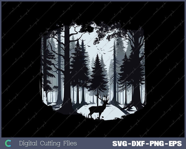 Deer Forest Wildlife Silhouette Wilderness SVG PNG Cutting Printable Files