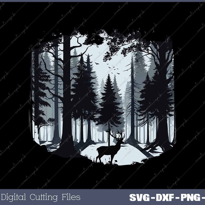 Deer Forest Wildlife Silhouette Wilderness SVG PNG Cutting Printable Files