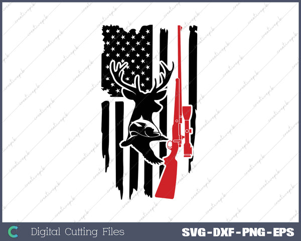 Deer Duck Hunting American flag SVG PNG Cutting Printable Files